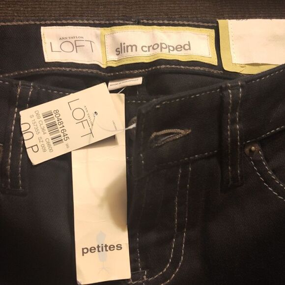 Loft black slim cropped jeans, sits lowest on the waist 33 inches length, nwt - Picture 3 of 5